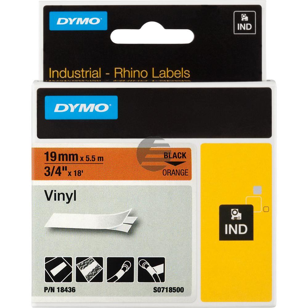 Dymo Farbiges Vinylband 19mm schwarz/orange (18436)