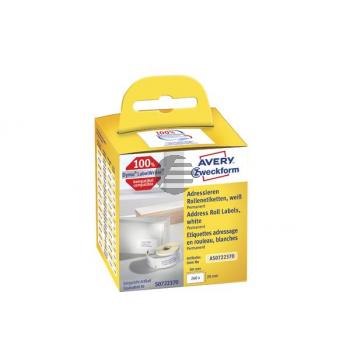 AVERY ZW. Adress-Etiketten 89x28mm AS0722370 weiss, Rolle 2x130 Stück