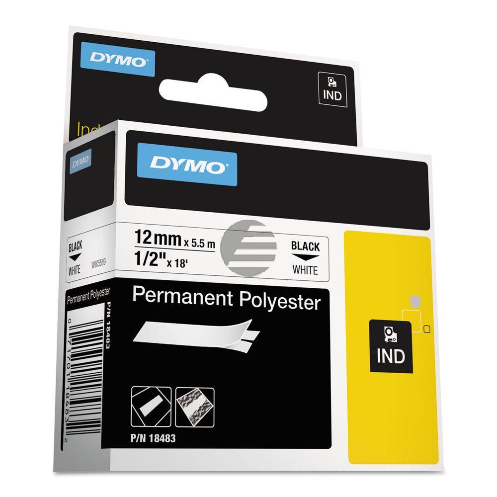 Dymo Rhino Permanent Polyester 12 mm 5,5 m schwarz auf grau