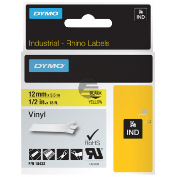 Dymo Farbiges Vinylband 12mm schwarz/gelb (18432)